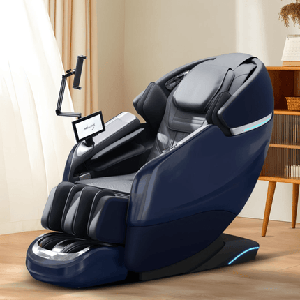 Blue massage chair with LED screed 