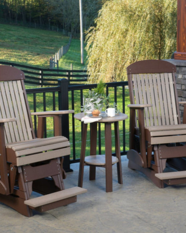 LuxCraft 2 foot classic balcony glider weatherwood and chestnut brown