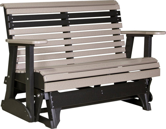 LuxCraft 4 foot Plain Poly Balcony Glider Weatherwood & Black