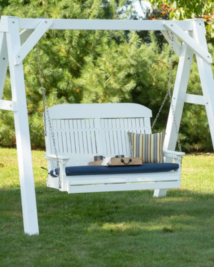 LuxCraft 4' Seat Cushion n Spectrum Indigo featured on a 4' Classic Poly Swing.