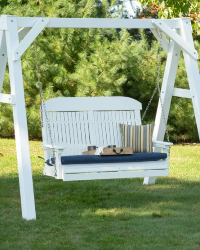 LuxCraft 4' Seat Cushion n Spectrum Indigo featured on a 4' Classic Poly Swing.