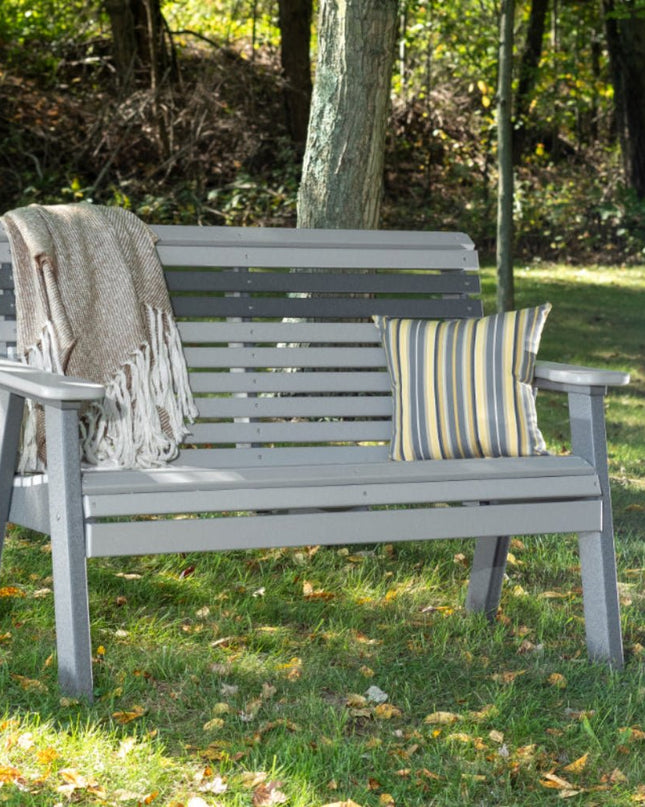 LuxCraft Plain Bench dove gray and slate with LuxCraft cushion