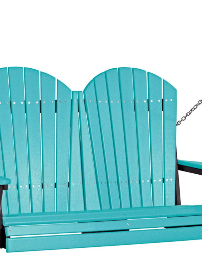 4 foot Adirondack poly swing Aruba blue and black 4APSABB