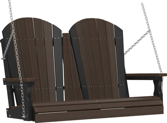 4 foot Adirondack poly swing Brazilian walnut and black 4APSBZWB