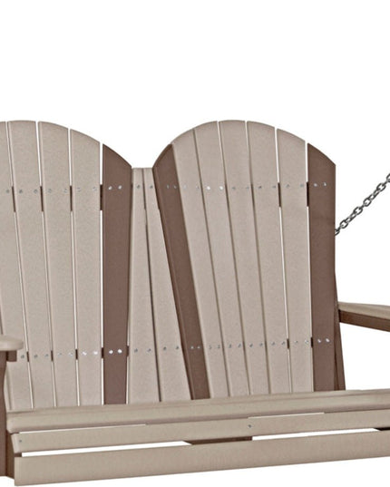 4 Foot Adirondack poly swing Weatherwood and chestnut brown 4APSWWCBR