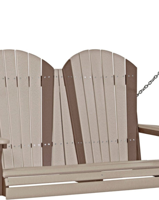 4 Foot Adirondack poly swing Weatherwood and chestnut brown 4APSWWCBR