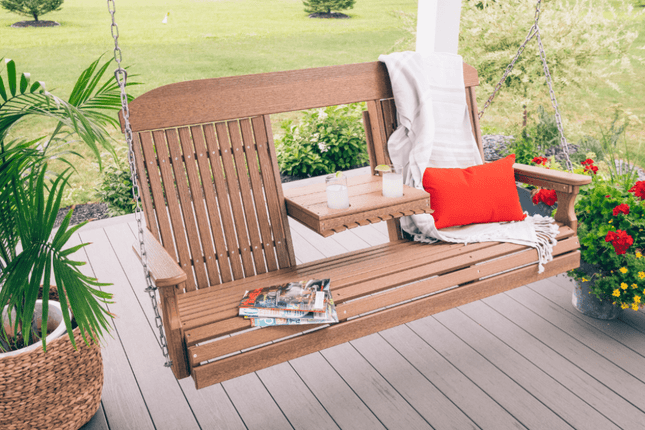5 foot classic poly swing antique mahogany on deck