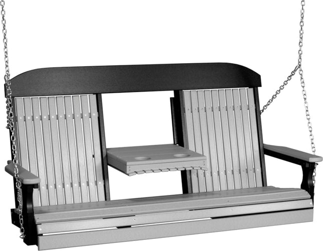 5 foot classic poly swing, dove gray black 5CPSDGB