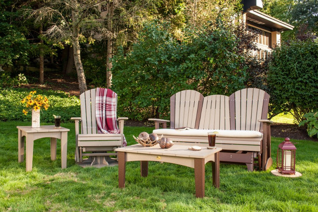 LuxCraft 5' Seat Cushion in Canvas featured on a 5' Adirondack Glider.
