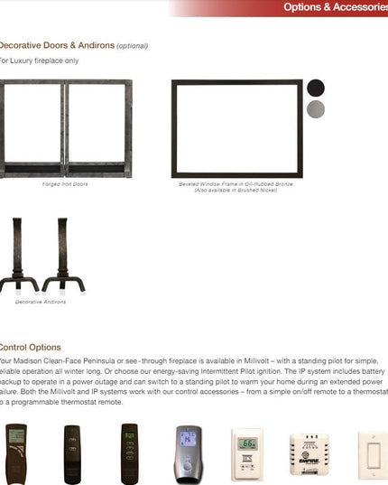 American Hearth Madison 42" Clean Face DVCD42 Deluxe DV Gas Fireplace – 25K BTU, Tempered Glass, NG/LP