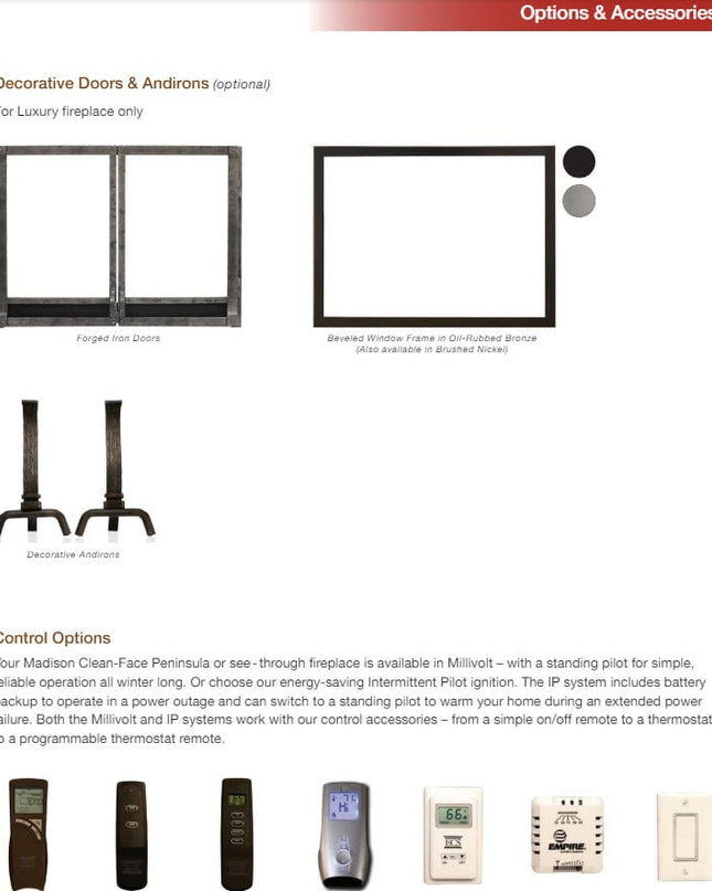American Hearth Madison 42" Clean Face DVCD42 Deluxe DV Gas Fireplace – 25K BTU, Tempered Glass, NG/LP