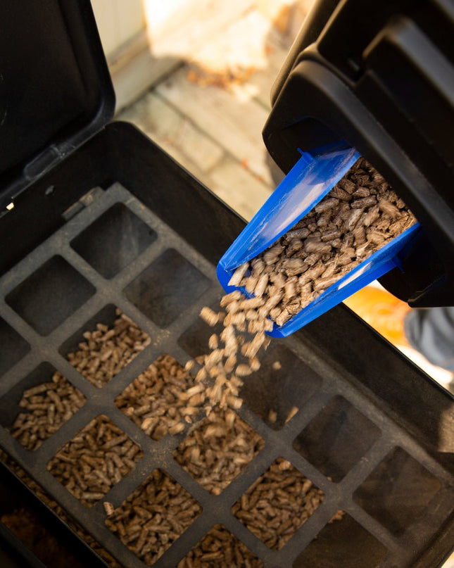 Pellet Fuel Storage Bin for Easy Handling