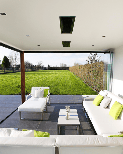 Bromic Platinum recessed on patio in country home