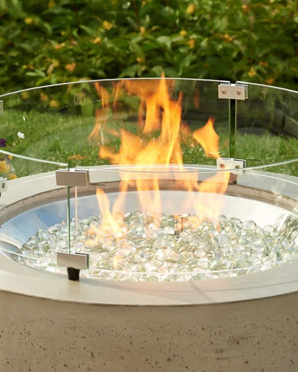 30" Round Glass Wind Guard for Fire Pit Protection