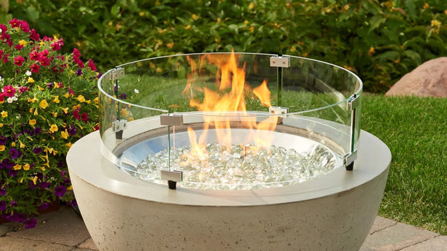 30" Round Glass Wind Guard for Fire Pit Protection