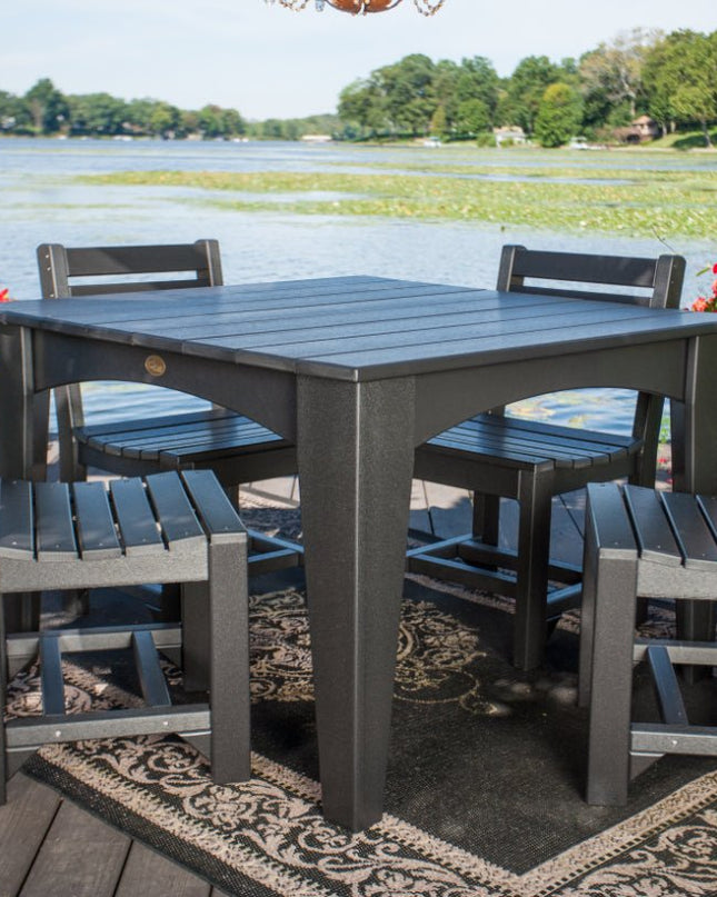 LuxCraft Island Dining Table 44" Square featured in black with Island Side Chairs