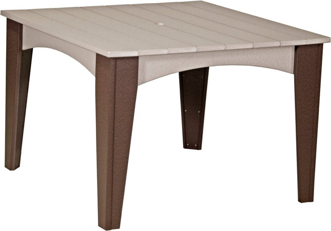 Island Dining Table (44" Square) Weatherwood & Chestnut Brown