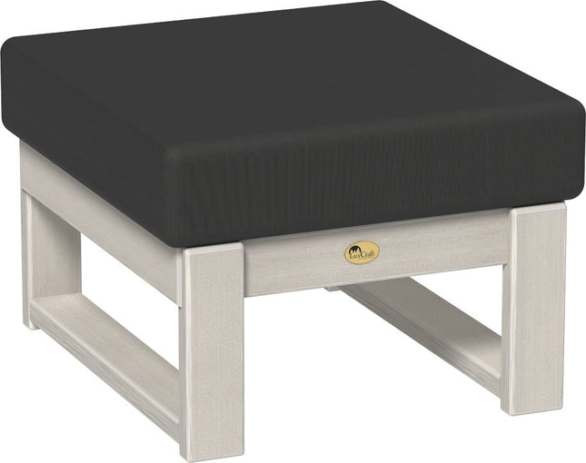 Black ottoman stool with a birch frame on a white background