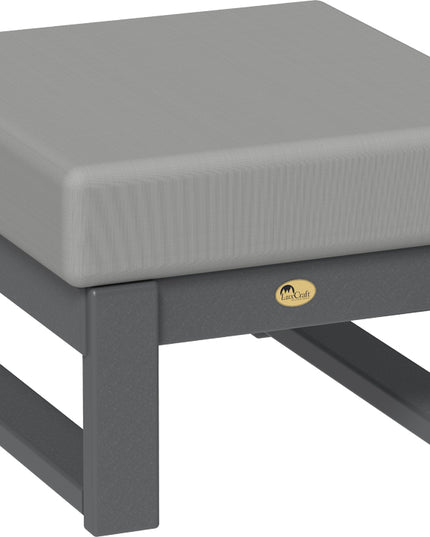 Gray ottoman with a gray cushion on a white background