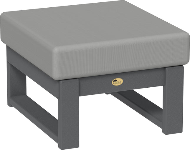 Gray ottoman with a gray cushion on a white background