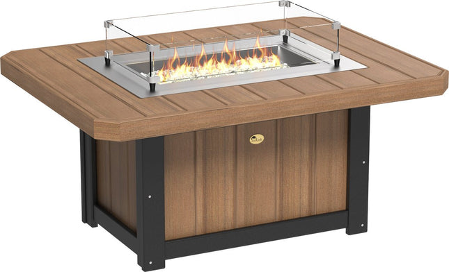 LuxCraft Lumin Fire Pit 51" Rectangular Antique Mahogany & Black