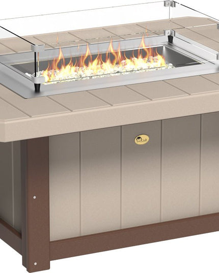 LuxCraft Lumin Fire Pit 51" Rectangular Weatherwood & Chestnut Brown