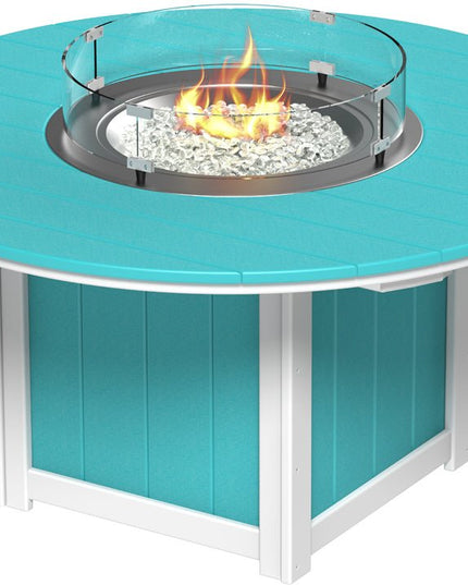LuxCraft Lumin Fire Table 60" Round Aruba Blue & White