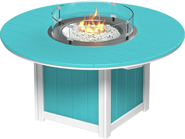 LuxCraft Lumin Fire Table 60" Round Aruba Blue & White