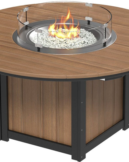 LuxCraft Lumin Fire Table 60" Round Antique Mahogany & Black