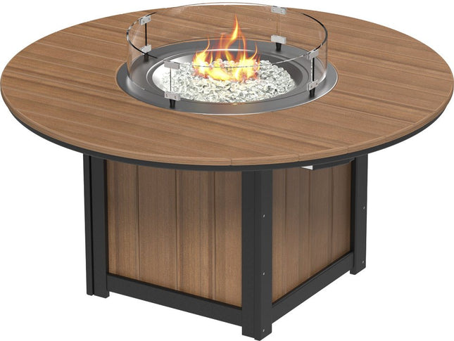 LuxCraft Lumin Fire Table 60" Round Antique Mahogany & Black