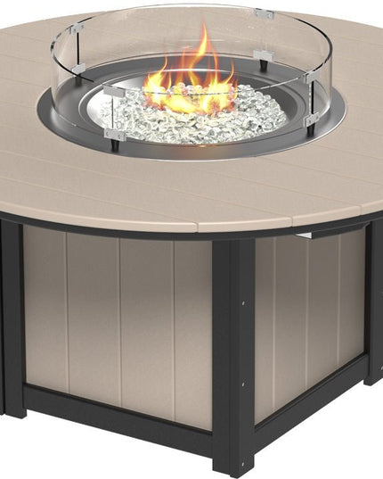 LuxCraft Lumin Fire Table 60" Round Weatherwood & Black