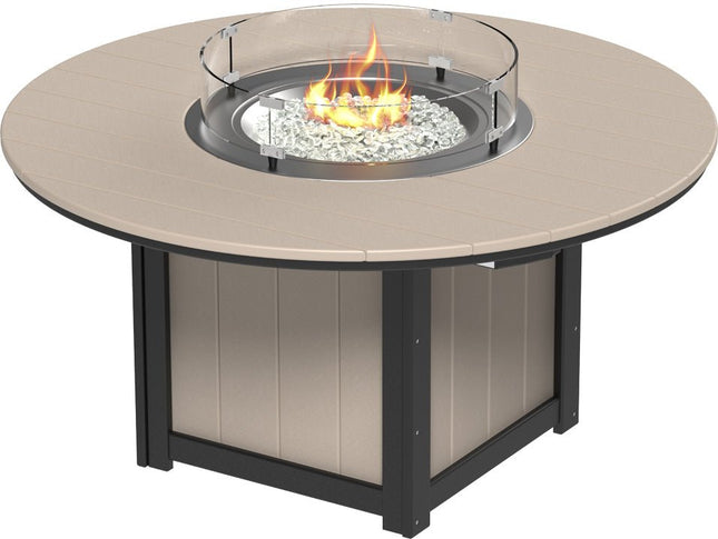 LuxCraft Lumin Fire Table 60" Round Weatherwood & Black