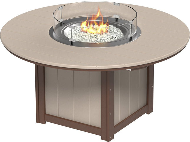 LuxCraft Lumin Fire Table 60" Round Weatherwood & Chestnut Brown