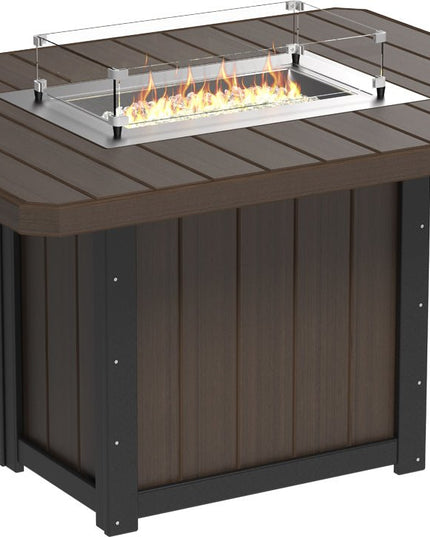 Lumin Fire Table 62" Base (Dining Height) Brazilian Walnut & Black
