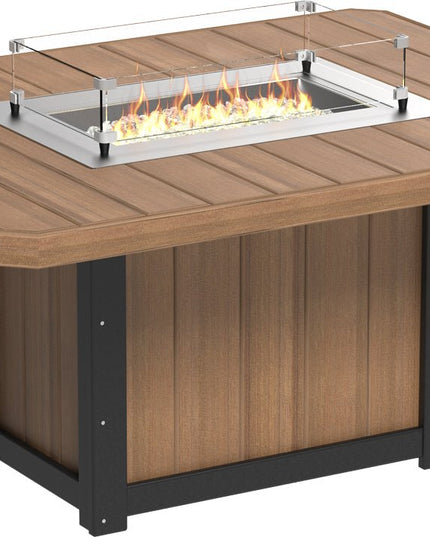 Lumin Fire Table 62" Base (Dining Height) Antique Mahogany & Black