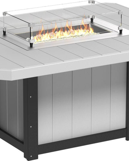 Lumin Fire Table 62" Base (Dining Height) Dove Gray & Black