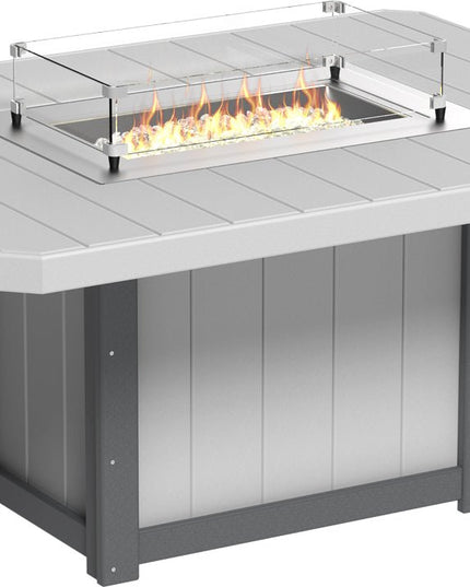 Lumin Fire Table 62" Base (Dining Height) Dove Gray & Slate
