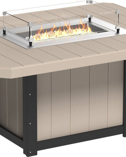 Lumin Fire Table 62" Base (Dining Height) Weatherwood & Black