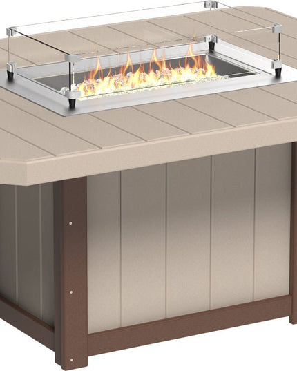 Lumin Fire Table 62" Base (Dining Height) Weatherwood & Chestnut Brown