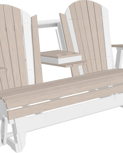 LuxCraft 5 foot adirondack glider with console down birch and white