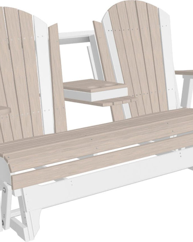 LuxCraft 5 foot adirondack glider with console down birch and white
