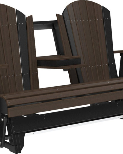 LuxCraft 5 foot adirondack glider with console down brazilian walnut and black