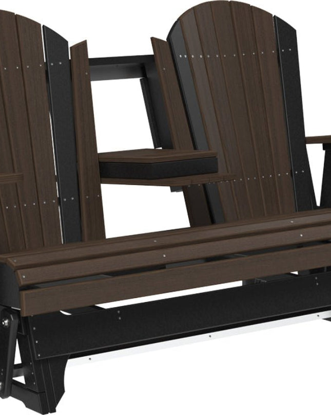 LuxCraft 5 foot adirondack glider with console down brazilian walnut and black