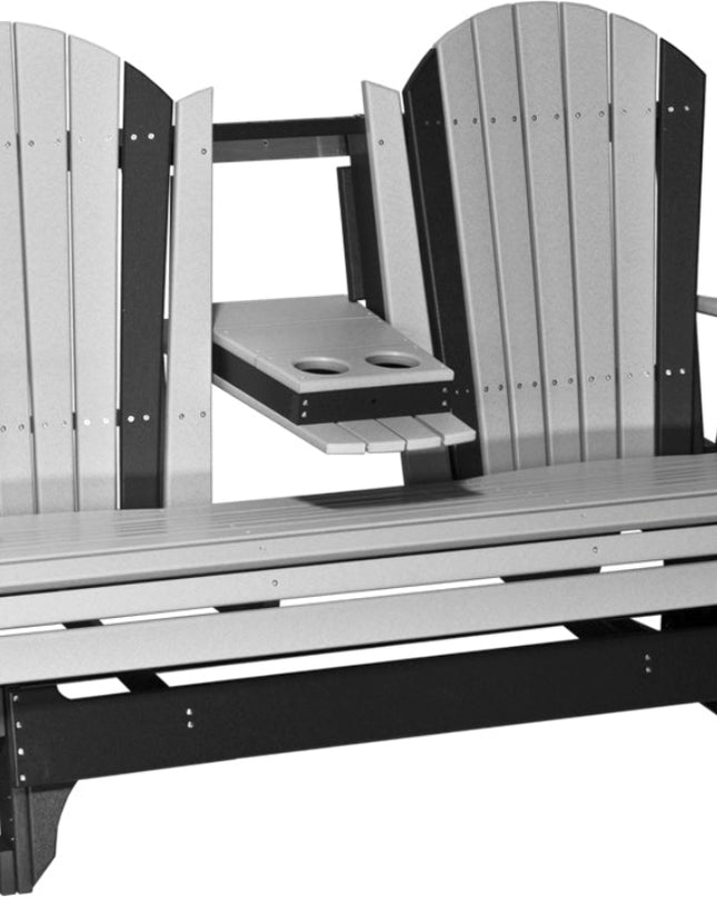 LuxCraft 5 foot adirondack glider with console down dove gray and black