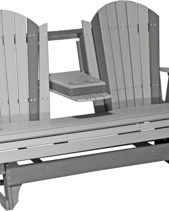LuxCraft 5 foot adirondack glider with console down dove gray and slate