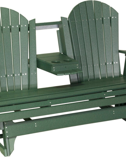 LuxCraft 5 foot adirondack glider with console down green