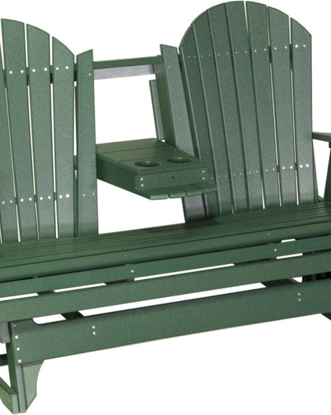 LuxCraft 5 foot adirondack glider with console down green