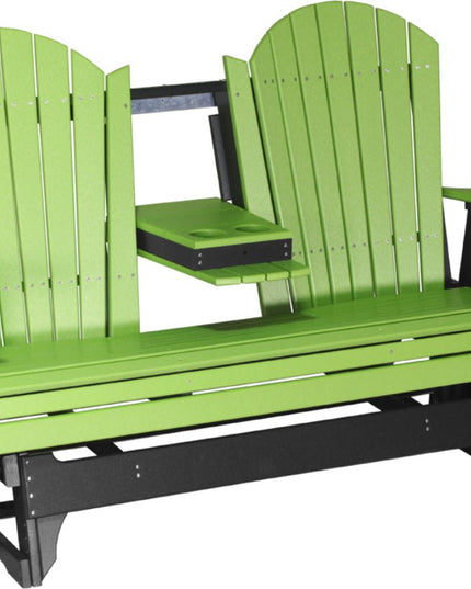 LuxCraft 5 foot adirondack glider with console down lime green and black