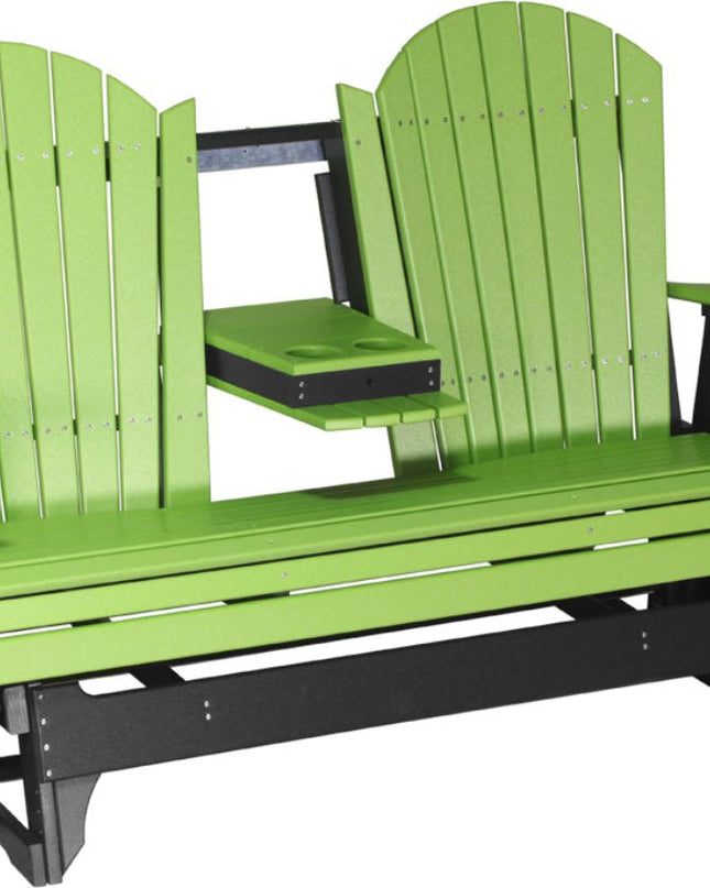 LuxCraft 5 foot adirondack glider with console down lime green and black