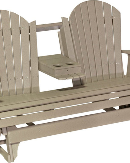LuxCraft 5 foot adirondack glider with console down weatherwood
